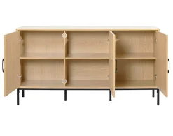 Nagato - buffet bas - cannage et effet bois - 3 portes - 150 cm - Best Mobilier