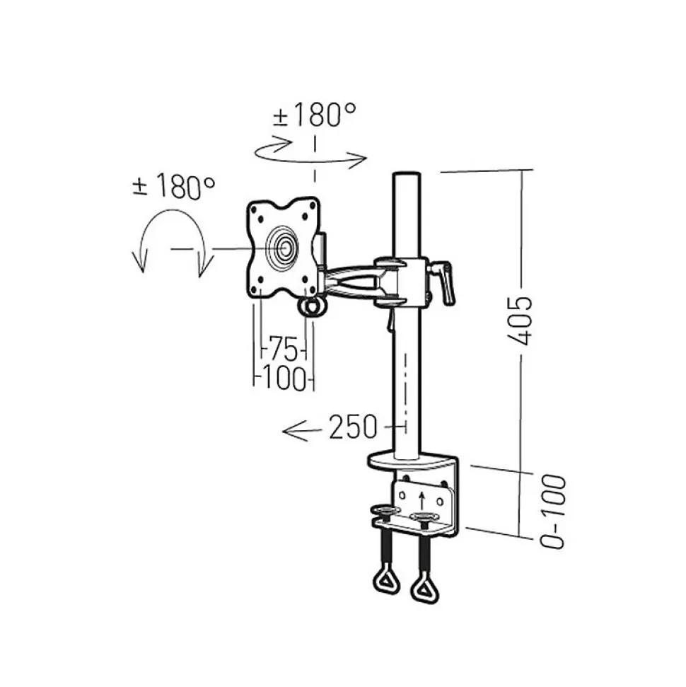 NEXTIA Support de bureau inclinable et orientable 1 bras pour moniteur ERARD - 011100