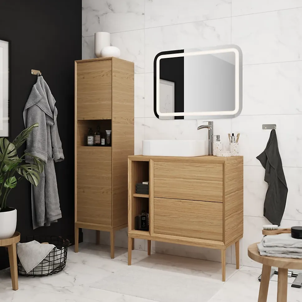 Niche 2 cases GoodHome Avela placage chêne 20 cm