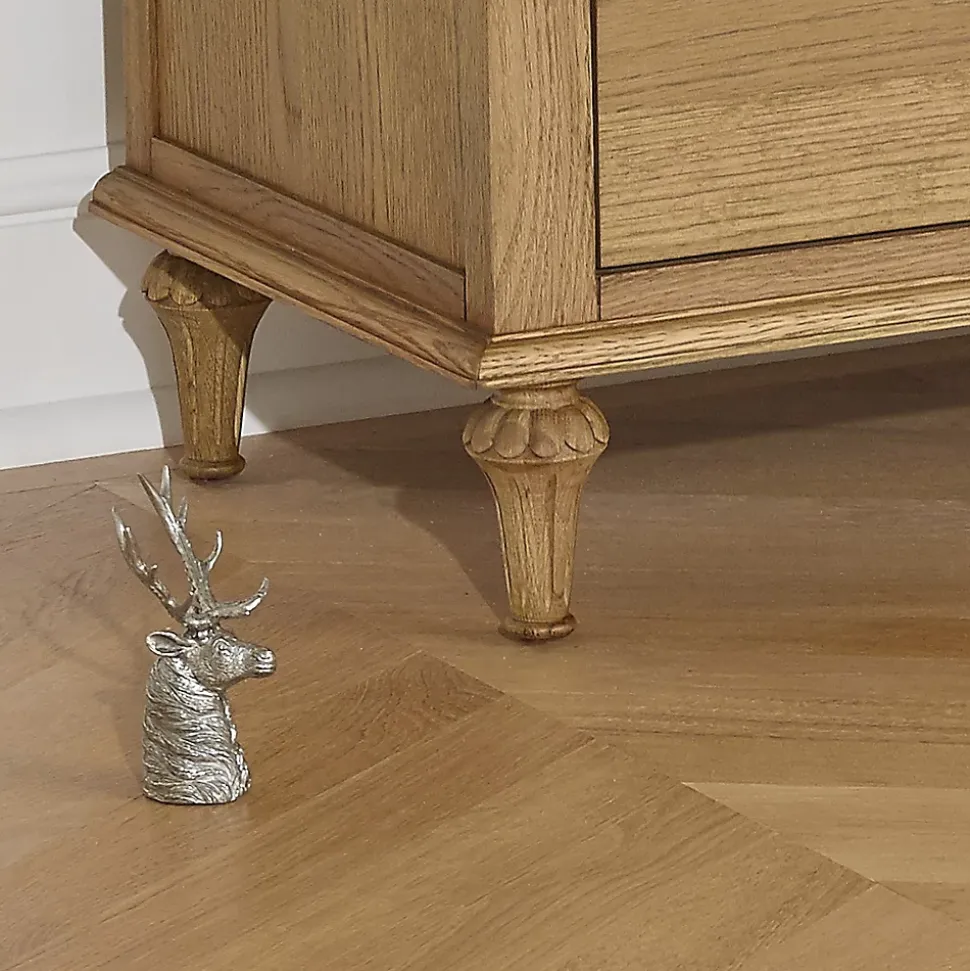 OLIVIA Commode Shabby chic en chêne, 6 tiroirs