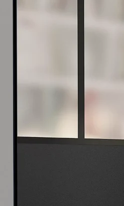 OPTIMUM pack portes de placard coulissantes, 2 vantaux décor atelier noir, verre dépoli blanc, H 2500 x L 1200 mm