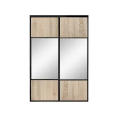 OPTIMUM pack portes de placard coulissantes, 2 vantaux décor chêne sauvage partitionné miroir argent H2500mm X L1200mm