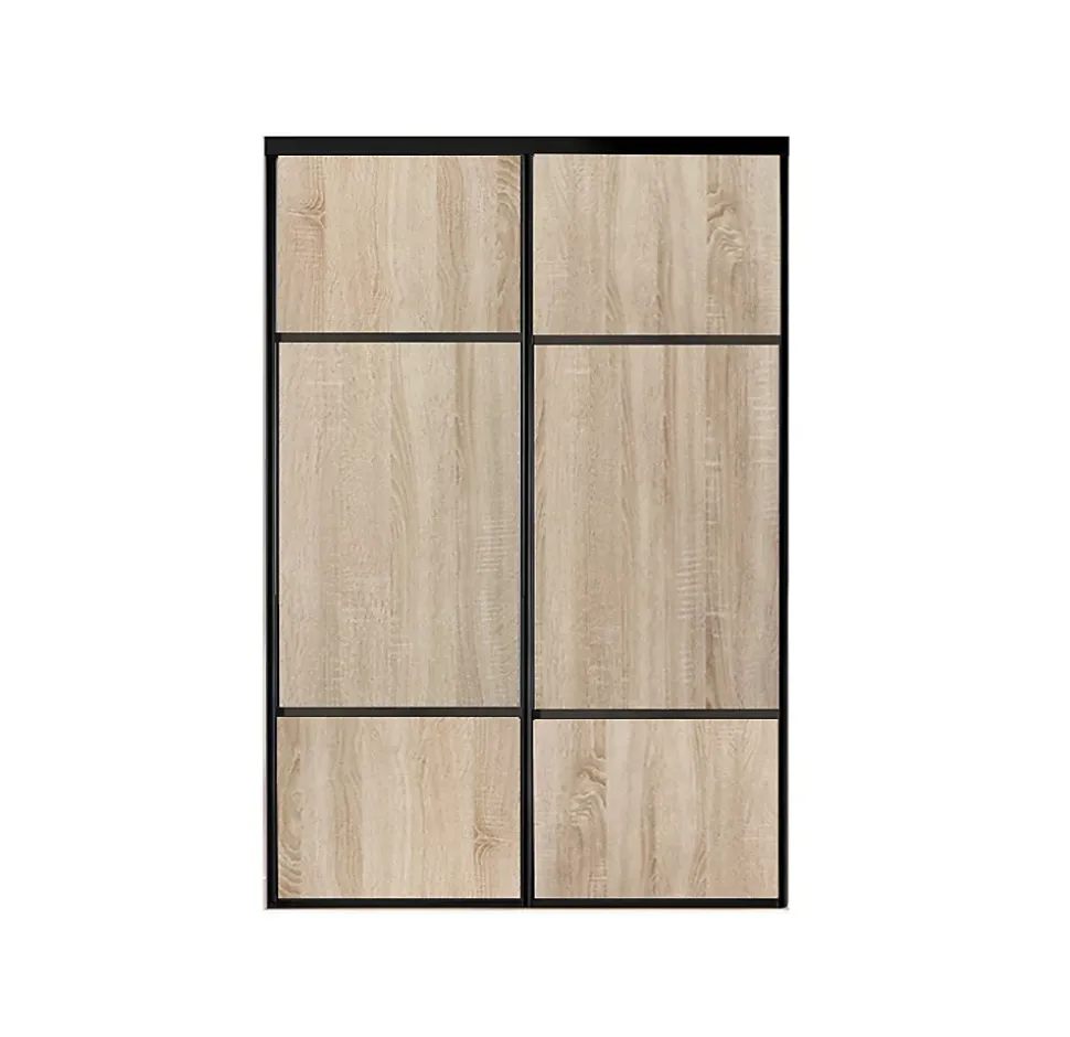 OPTIMUM pack portes de placard coulissantes, 2 vantaux décor chêne sauvage partitionné chêne sauvage H2500mm X L1800mm