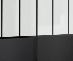 OPTIMUM pack portes de placard coulissantes, 2 vantaux décor atelier noir, verre dépoli blanc, H 2500 x L 1800 mm