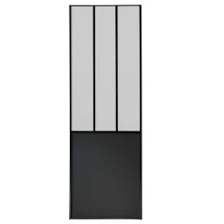 OPTIMUM pack portes de placard coulissantes, 2 vantaux décor atelier noir, verre dépoli blanc, H 2500 x L 1800 mm