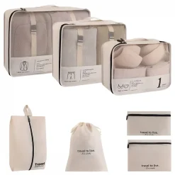 Organisateur de voyage, rangement valise 7 pièces - Beige - Vivezen