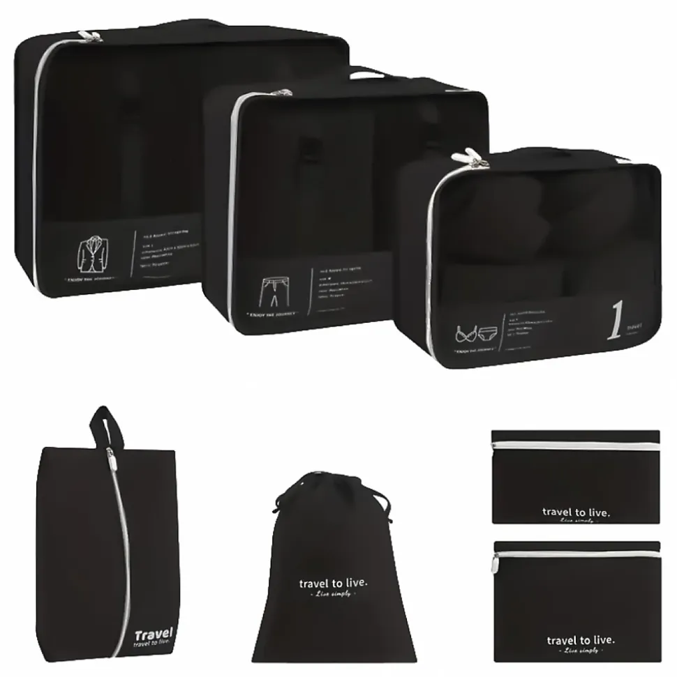 Organisateur de voyage, rangement valise 7 pièces - Beige - Vivezen