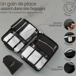 Organisateur de voyage, rangement valise 7 pièces - Beige - Vivezen