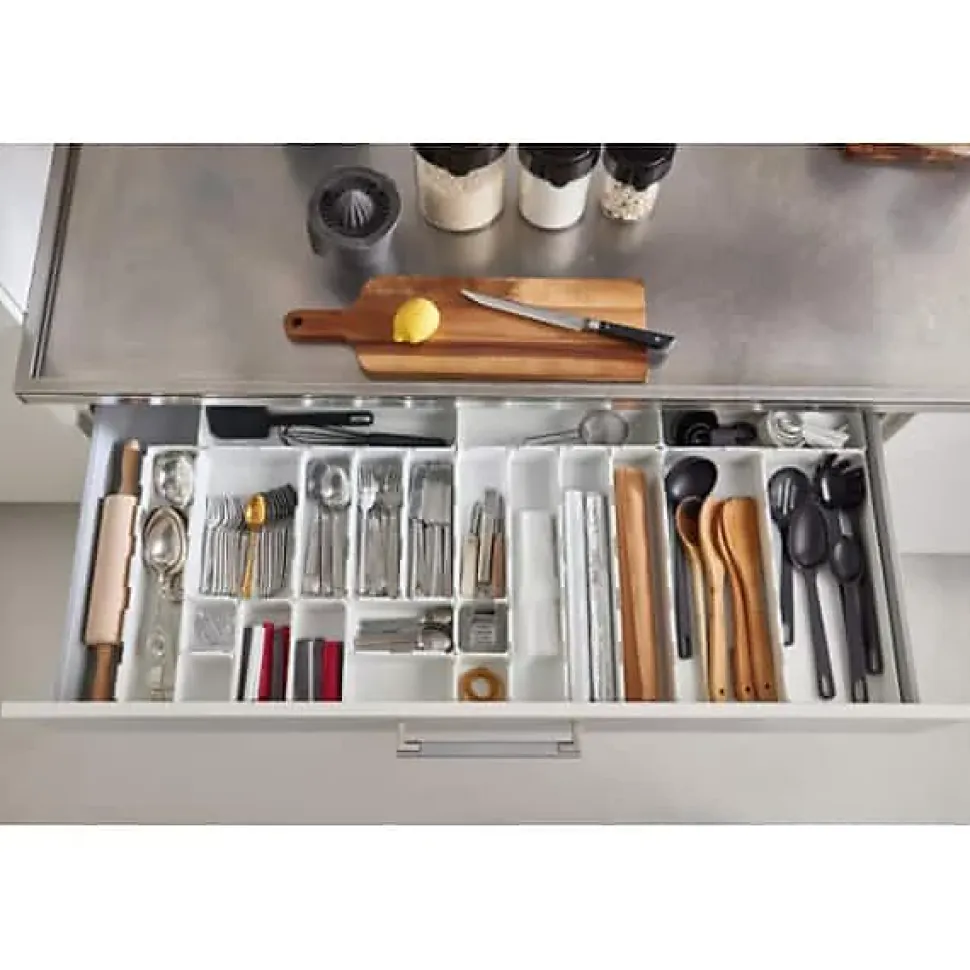 Organiseur de tiroir de cuisine blanc modulable - 22,5 x 15,5 x 5 cm