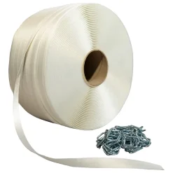 Pack 1 Feuillard de cerclage fil à fil 13 mm x 1100 m + 250 Boucles - Feuillard textile Haute Résistance 375kg - TECPLAST PFF1