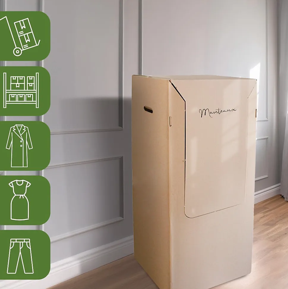 Pack and Move - Carton penderie déménagement - 50 x 50 x 120 cm - Carton renforcé - 1 marqueur offert