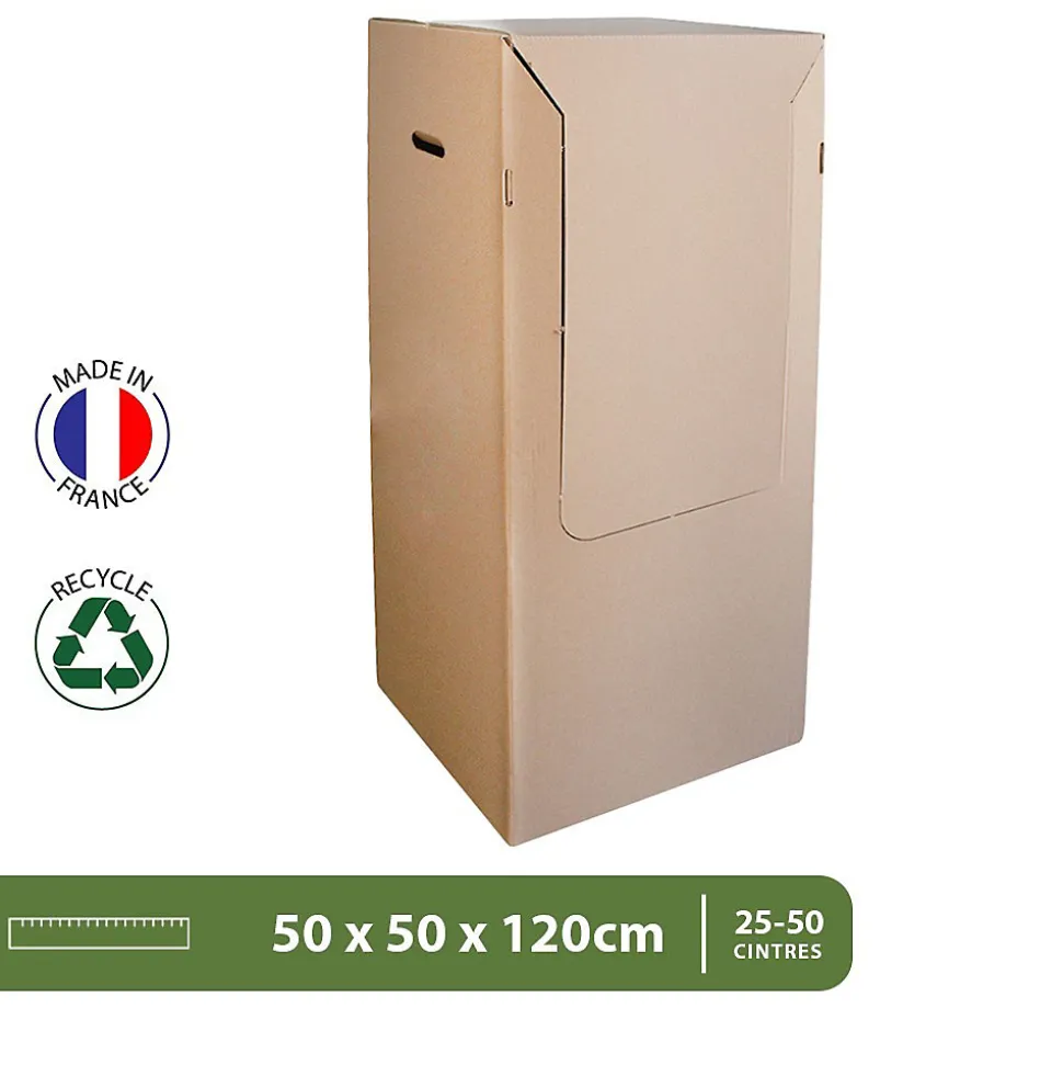 Pack and Move - Carton penderie déménagement - 50 x 50 x 120 cm - Carton renforcé - 1 marqueur offert