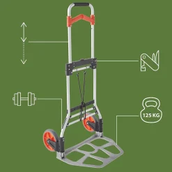 Pack and Move - Diable pliable en aluminium - 35 x 48 x 119 cm - 130 KG max - Pour déménagement et transport