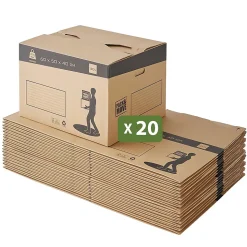 Pack and Move - Lot 20 cartons déménagement automatique - 60 x 50 x 40 cm - Poignées renforcées