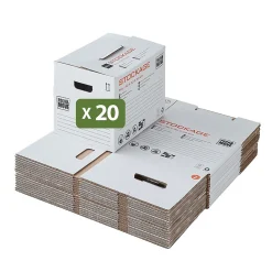 Pack and Move - Lot 20 cartons stockage - 40 x 30 x 30 cm - Poignées renforcées - 1 marqueur offert
