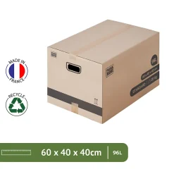 Pack and Move - Lot 40 cartons déménagement L larges - 40 x 60 x 40 cm - Poignées renforcées - 2 adhésifs offerts