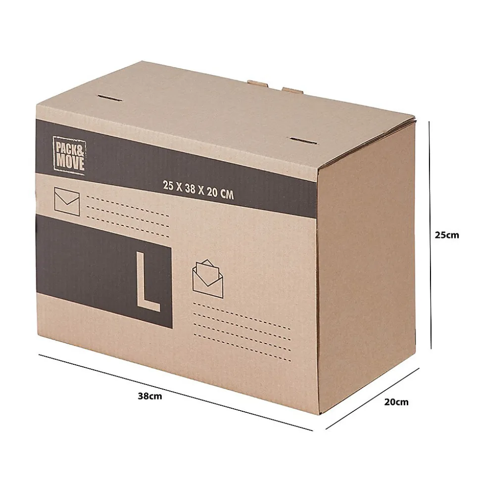 Pack and Move - Lot 36 cartons pour expédition - Taille L - 25 x 38 x 20 cm - Carton renforcé - 20 KG max