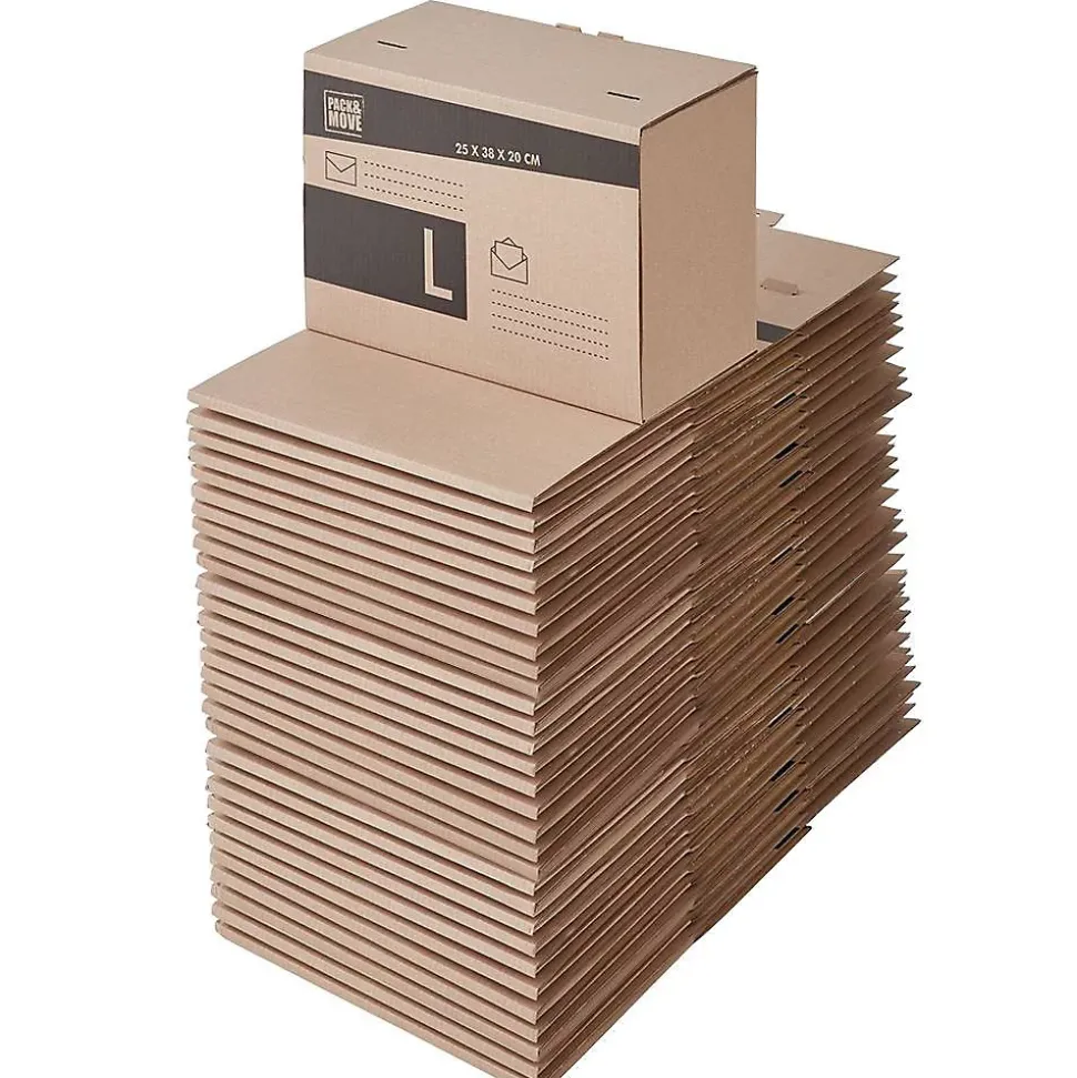 Pack and Move - Lot 36 cartons pour expédition - Taille L - 25 x 38 x 20 cm - Carton renforcé - 20 KG max