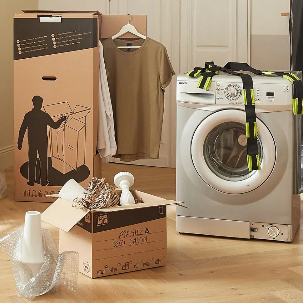 Pack and Move - Lot 10 cartons déménagement stockage standard - 60 x 30 x 30 cm - Poignées renforcées - 1 adhésif offert
