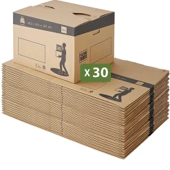 Pack and Move - Lot 30 cartons déménagement automatique - 60 x 50 x 40 cm - Poignées renforcées