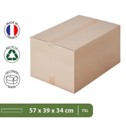 Pack and Move - Lot 40 cartons déménagement d'occasion - 57 x 39 x 34 cm - Cartons réemployés - 2 adhésifs offerts