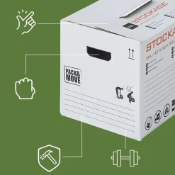 Pack and Move - Lot 20 cartons stockage - 55 x 30 x 30 cm - Poignées renforcées - 1 marqueur offert