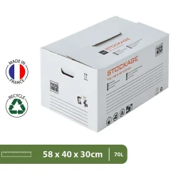 Pack and Move - Lot 20 cartons stockage - 58 x 40 x 30 cm - Poignées renforcées - 1 marqueur offert