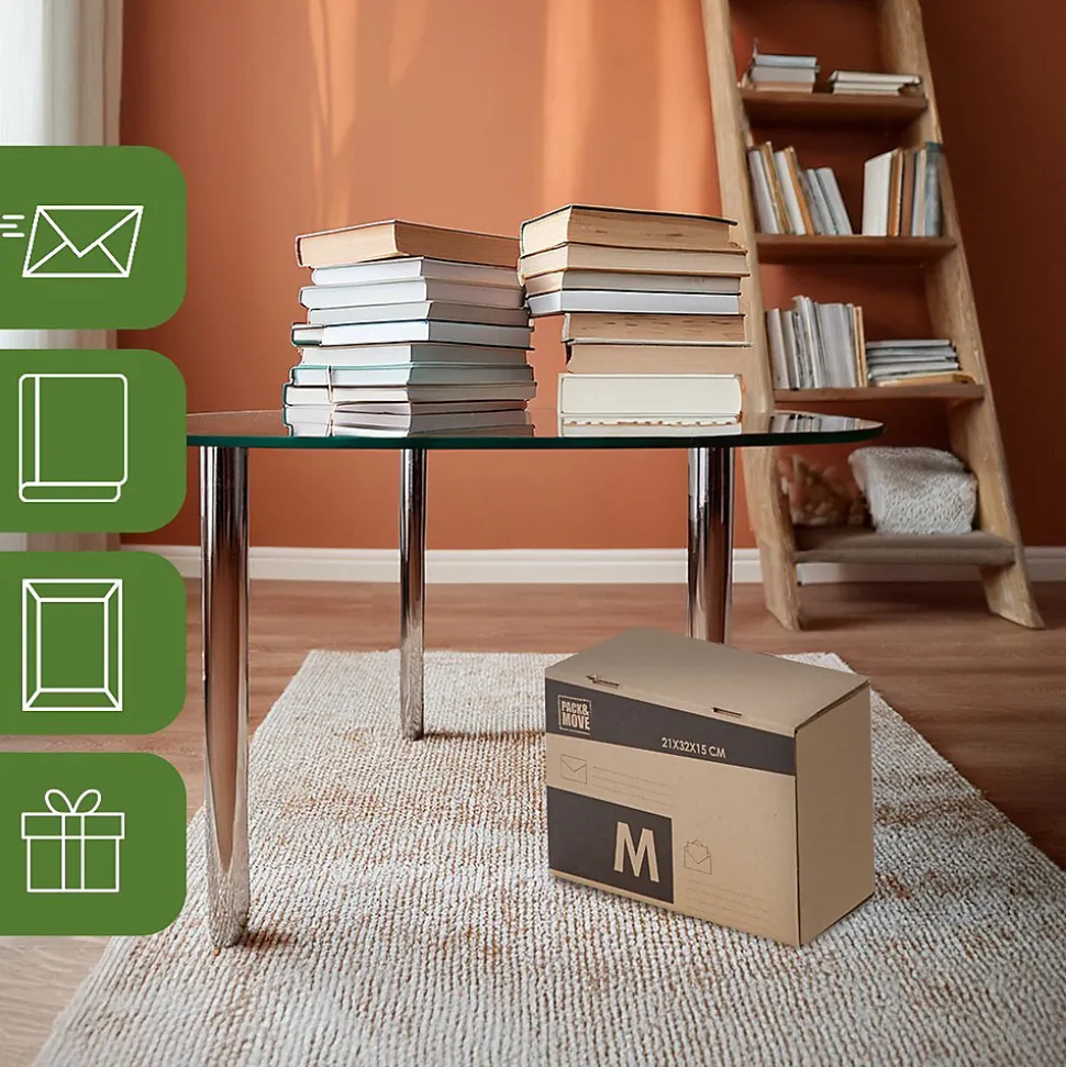 Pack and Move - Lot 24 cartons pour expédition - Taille M - 21 x 32 x 15 cm - Carton renforcé - 20 KG max