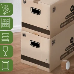Pack and Move - Lot 10 cartons déménagement stockage livres - 40 x 30 x 30 cm - Poignées renforcées - 1 adhésif offert