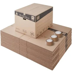 Pack and Move - Lot 30 cartons déménagement XXL - 80 x 60 x 50 cm - Poignées renforcées - 3 adhésifs offerts