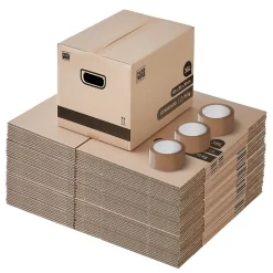 Pack and Move - Lot 50 cartons déménagement stockage livres - 40 x 30 x 30 cm - Poignées renforcées - 3 adhésifs offerts