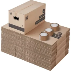 Pack and Move - Lot 60 cartons déménagement stockage standard - 60 x 30 x 30 cm - Poignées renforcées - 3 adhésifs offerts