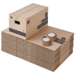 Pack and Move - Lot 40 cartons déménagement stockage standard - 60 x 30 x 30 cm - Poignées renforcées - 2 adhésifs offerts