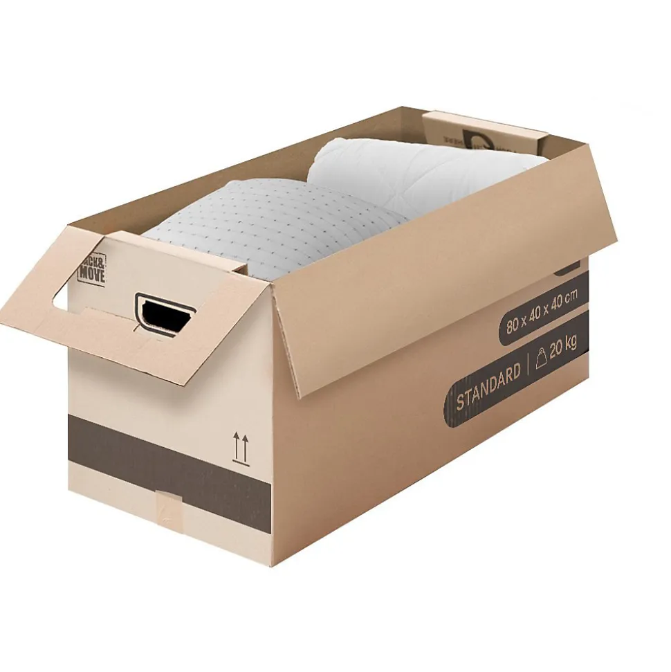 Pack and Move - Lot 40 cartons déménagement XL -80 x 40 x 40 cm - Poignées renforcées - 2 adhésifs offerts