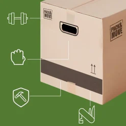Pack and Move - Lot 40 cartons déménagement XL -80 x 40 x 40 cm - Poignées renforcées - 2 adhésifs offerts