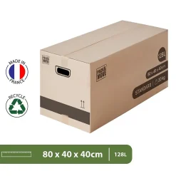Pack and Move - Lot 40 cartons déménagement XL -80 x 40 x 40 cm - Poignées renforcées - 2 adhésifs offerts