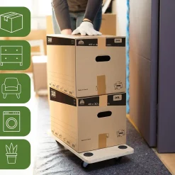 Pack and Move - Lot 4 chariots de transport pour déménagement - 150 KG max - 60 x 30 x 10 cm - Support roulette - Métal et MDF