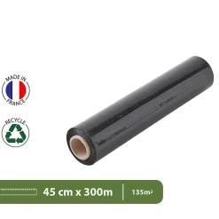 Pack And Move - Lot 4 Rouleaux Film Étirable - 300 M - Noir - Film Déménagement Film Emballage Film Palette Film Protection