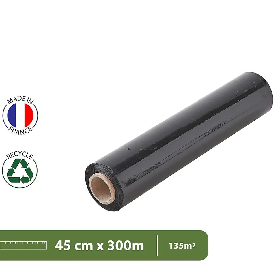 Pack And Move - Lot 4 Rouleaux Film Étirable - 300 M - Noir - Film Déménagement Film Emballage Film Palette Film Protection
