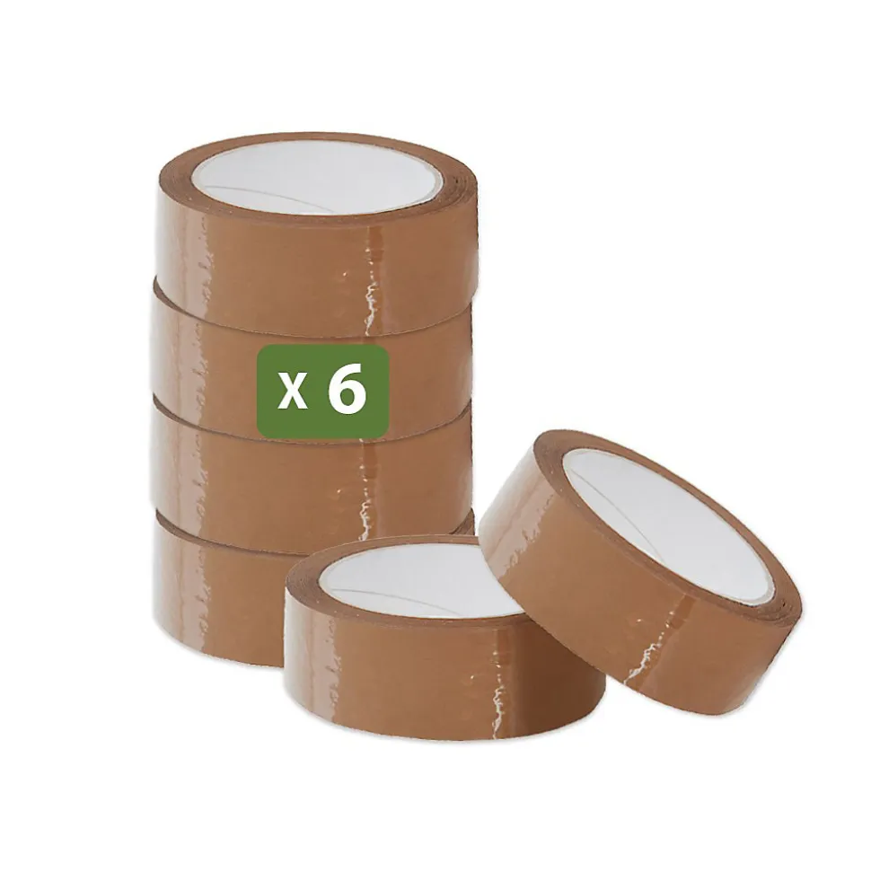 Pack and Move - Lot 6 rouleaux ruban adhésif marron pour emballage et déménagement - 66 m - Qualité Premium