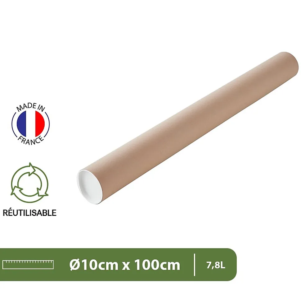 Pack and Move - Lot 10 tubes pour expédition et emballage - 10x100cm - Pour affiche et poster - Avec capuchon