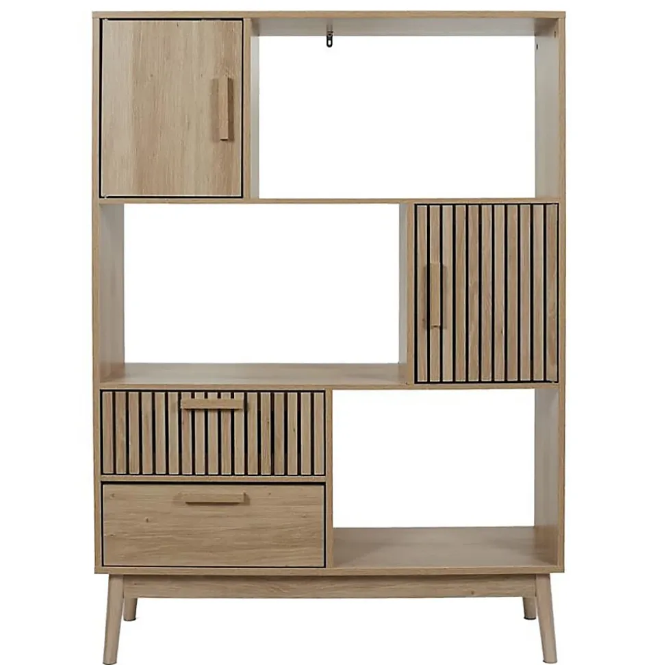 PAJAN - Bibliothèque Etagère Effet Bois avec Tasseaux
