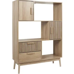 PAJAN - Bibliothèque Etagère Effet Bois avec Tasseaux