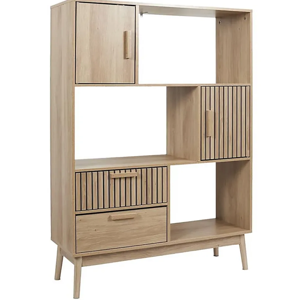 PAJAN - Bibliothèque Etagère Effet Bois avec Tasseaux