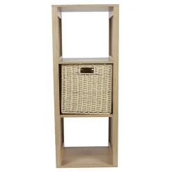PAJAN - Rangement 3 Cases Effet Bois avec Tasseaux