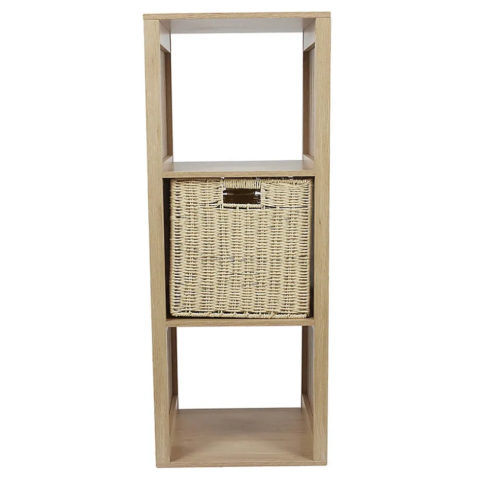 PAJAN - Rangement 3 Cases Effet Bois avec Tasseaux