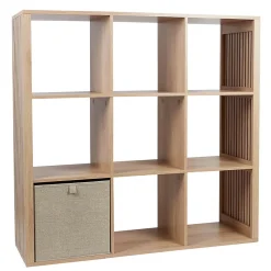 PAJAN - Rangement 9 Cases Effet Bois avec Tasseaux