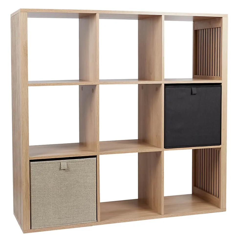 PAJAN - Rangement 9 Cases Effet Bois avec Tasseaux