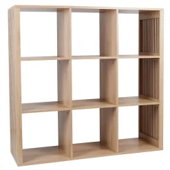 PAJAN - Rangement 9 Cases Effet Bois avec Tasseaux