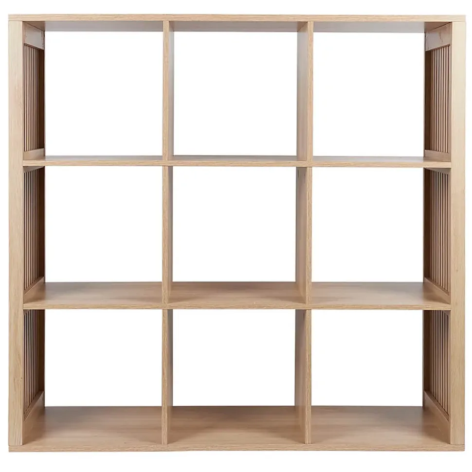 PAJAN - Rangement 9 Cases Effet Bois avec Tasseaux